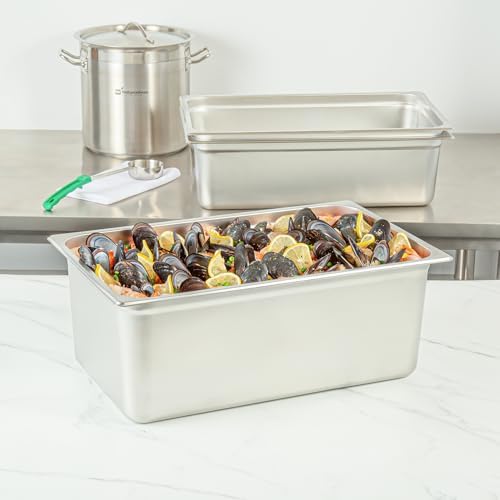 Kitchen Tek Full Size Steam Table Pans, 6 Anti-Jam Steam Pans - Lids Sold Separately, 8” Deep, 24 Gauge, alternate view 2
