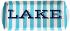 Lake Melamine Serving Tray with Handles Blue Stripe Rectangular BBQ Platter in Blue Stripe