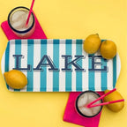 Lake Melamine Serving Tray with Handles Blue Stripe Rectangular BBQ Platter in Blue Stripe, alternate view 6