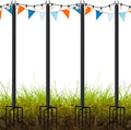 LAND·VOI Metal String Light Poles for Outside Hanging - Backyard, Garden, Patio, 4 Pack Lighting Stand with