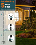 LAND·VOI Metal String Light Poles for Outside Hanging - Backyard, Garden, Patio, 4 Pack Lighting Stand with, alternate view 5