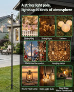 LAND·VOI String Light Poles 4 Pack, Heavy Duty Outdoor Light Poles with Upgraded 5‐Prong Base, Anti‐Bending, alternate view 3