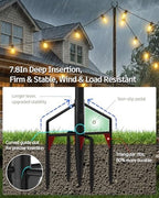 LAND·VOI String Light Poles 4 Pack, Heavy Duty Outdoor Light Poles with Upgraded 5‐Prong Base, Anti‐Bending, alternate view 4