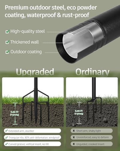 LAND·VOI String Light Poles 4 Pack, Heavy Duty Outdoor Light Poles with Upgraded 5‐Prong Base, Anti‐Bending, alternate view 7