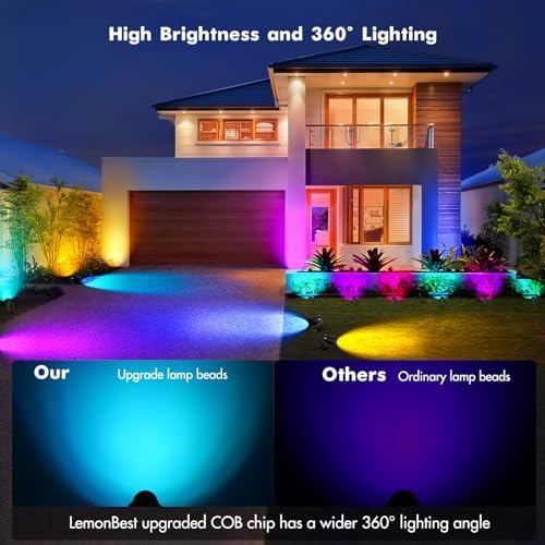 Landscape Lighting - 6W RGB Color Changing Halloween Landscape Lights 120V Christmas Outdoor LED Spotlight with, alternate