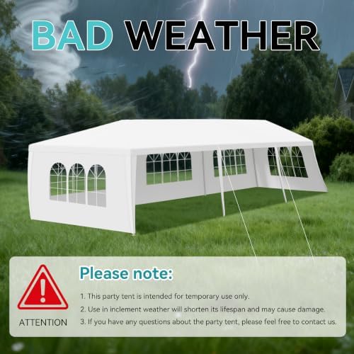 Large 10x30 Canopy Tent for Weddings, Outdoor Party Shelter (White, 5 Sidewalls-White 10x30) in White, alternate view 5