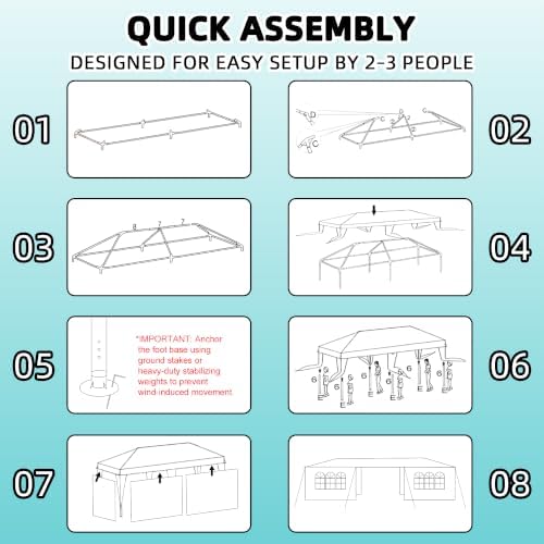 Large 10x30 Canopy Tent for Weddings, Outdoor Party Shelter (White, 5 Sidewalls-White 10x30) in White, alternate view 6