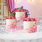 Large 3 Tier Acrylic Round Wedding Cake Stand, Food Display Stand in clear, alternate view 2