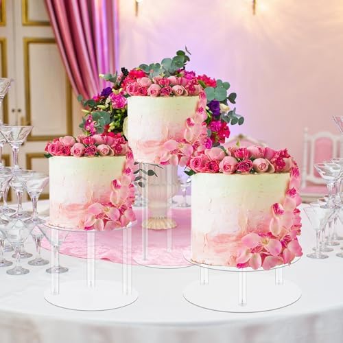 Large 3 Tier Acrylic Round Wedding Cake Stand, Food Display Stand in clear, alternate view 2