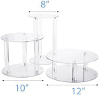 Large 3 Tier Acrylic Round Wedding Cake Stand, Food Display Stand in clear, alternate view 3