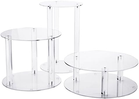 Large 3 Tier Acrylic Round Wedding Cake Stand, Food Display Stand in clear, alternate view 4
