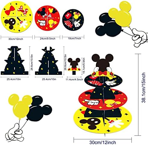 Large 3-Tier Cute Mouse Cupcake Stand Mouse Birthday Party Supplies in Yellow Mouse, alternate view 3