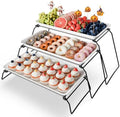 Large 3-Tier Melamine Serving Tray Set, 17 x 8.7 in, Black Stand in Black