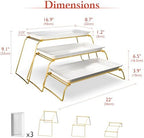 Large 3-Tier Melamine Serving Tray Set, 17 x 8.7 in, Gold Stand in Gold, alternate view 3