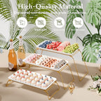 Large 3-Tier Melamine Serving Tray Set, 17 x 8.7 in, Gold Stand in Gold, alternate view 4