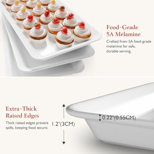 Large 3-Tier Melamine Serving Tray Set, 17 x 8.7 in, Gold Stand in Gold, alternate view 6