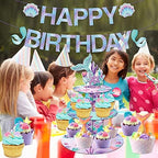 Large 3-Tier Mermaid Cupcake Stand 12Inch Cardboard Cupcake Tray for Wedding Birthday Baby Shower Mermaid, alternate view 3