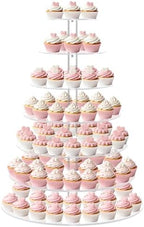 Large 7 Tier Cupcake Stand for 100 Cupcakes, Clear Round Cupcake Stands, Acrylic Wedding Cupcake Tower Stand