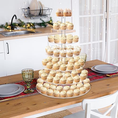 Large 7 Tier Cupcake Stand for 100 Cupcakes, Clear Round Cupcake Stands, Acrylic Wedding Cupcake Tower Stand, alternate view