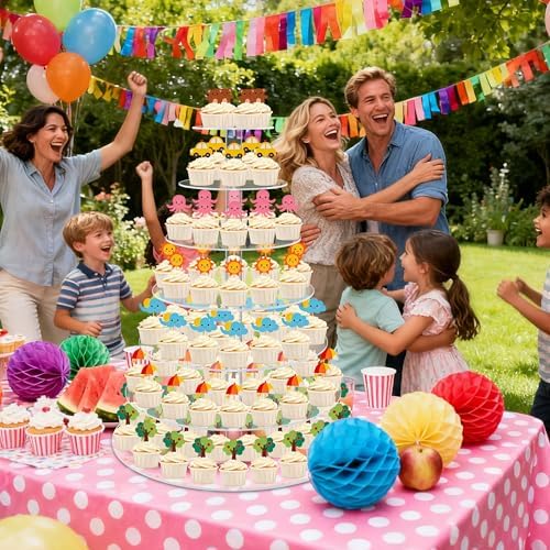 Large 7 Tier Cupcake Stand for 100 Cupcakes, Clear Round Cupcake Stands, Acrylic Wedding Cupcake Tower Stand, alternate view