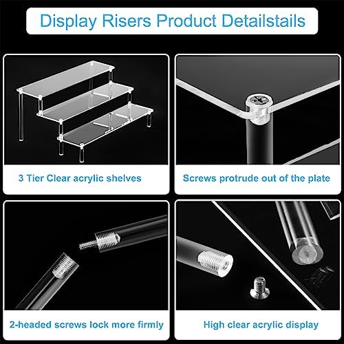 Large Acrylic Display Risers, Perfume Stand Organizer, Clear Acrylic Shelf Risers for Display Stands for Food, alternate view