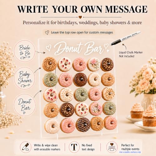 Large Acrylic Donut Wall Display Stand, Foldable, 26"x22", Holds 60 Donuts in Clear, alternate view 4