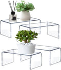 Large Acrylic Risers 4 Pcs (2 Sizes), 5mm Thick Display Stands in clear