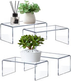 Large Acrylic Risers 4 Pcs (2 Sizes), 5mm Thick Display Stands in clear