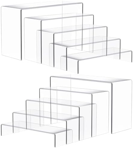 Large Acrylic Risers for Display, 2 Set 10Pcs Acrylic Stands in Clear