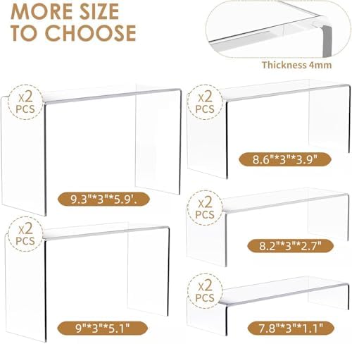 Large Acrylic Risers for Display, 2 Set 10Pcs Acrylic Stands in Clear, alternate view 3
