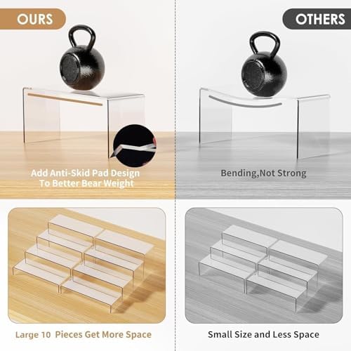 Large Acrylic Risers for Display, 2 Set 10Pcs Acrylic Stands in Clear, alternate view 4
