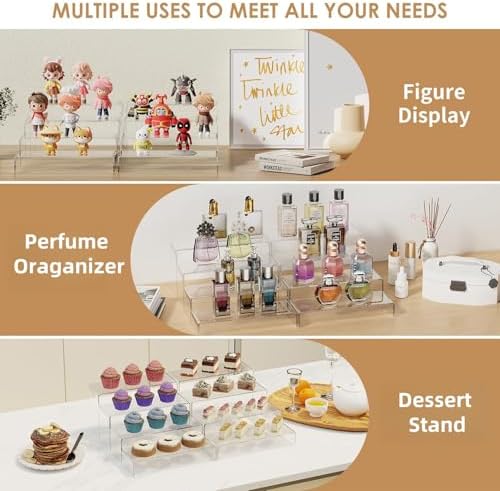 Large Acrylic Risers for Display, 2 Set 10Pcs Acrylic Stands in Clear, alternate view 6