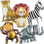 Large Animals Foil Balloons for Jungle Safari Birthday Party Decorations in 5 Count (Pack of 1) in Colorful