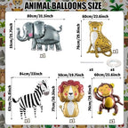 Large Animals Foil Balloons for Jungle Safari Birthday Party Decorations in 5 Count (Pack of 1) in Colorful, alternate view 2