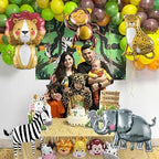 Large Animals Foil Balloons for Jungle Safari Birthday Party Decorations in 5 Count (Pack of 1) in Colorful, alternate view 6