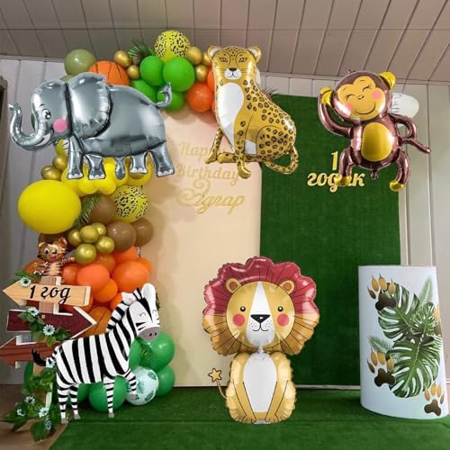 Large Animals Foil Balloons for Jungle Safari Birthday Party Decorations in 5 Count (Pack of 1) in Colorful, alternate view 7