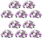 Large Artificial Flower Centerpieces - 10 Pcs 13.8in Diameter Lilac & White Fake Flowers Roses Balls - Silk Faux