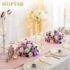 Large Artificial Flower Centerpieces - 10 Pcs 13.8in Diameter Lilac & White Fake Flowers Roses Balls - Silk Faux, alternate