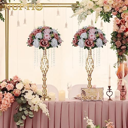 Large Artificial Flower Centerpieces: Dusty Rose & White Fake Balls in Dusty Rose & White, alternate view 5