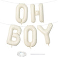 Large Beige Oh Boy Balloons, 40 Inch Cream White Sand OH BOY Balloon Letters with Ribbon, Neutral Ivory Alphabet