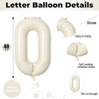 Large Beige Oh Boy Balloons, 40 Inch Cream White Sand OH BOY Balloon Letters with Ribbon, Neutral Ivory Alphabet, alternate