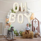 Large Beige Oh Boy Balloons, 40 Inch Cream White Sand OH BOY Balloon Letters with Ribbon, Neutral Ivory Alphabet, alternate