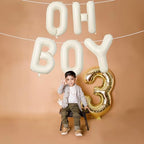 Large Beige Oh Boy Balloons, 40 Inch Cream White Sand OH BOY Balloon Letters with Ribbon, Neutral Ivory Alphabet, alternate