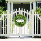 Large Boxwood Wreath Front Door 24'' Artificial Spring Wreaths for Front Door Farmhouse Wedding Green Year Round, alternate