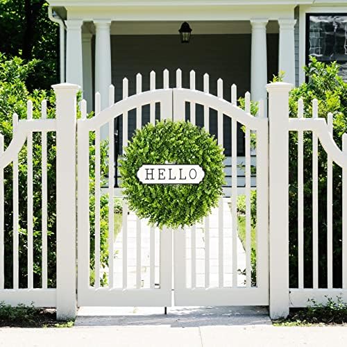 Large Boxwood Wreath Front Door 24'' Artificial Spring Wreaths for Front Door Farmhouse Wedding Green Year Round, alternate