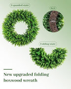 Large Boxwood Wreath Front Door 24'' Artificial Spring Wreaths for Front Door Farmhouse Wedding Green Year Round, alternate