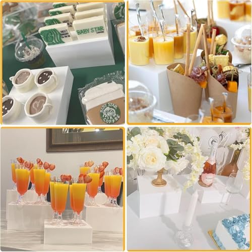 Large Buffet Risers & Display Stands, White, 16"15"7.2"7.2", 4 Sets in Large White 16" 15" 7.2" 7.2", alternate view 6