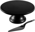 Large Cake Stand 12 Inch with Cake Spatula, Round Bamboo Fiber Cupcake Dessert Stand, Cake Decorating Display