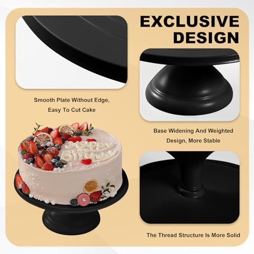Large Cake Stand 12 Inch with Cake Spatula, Round Bamboo Fiber Cupcake Dessert Stand, Cake Decorating Display, alternate view