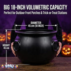 Large Cauldron 18in, Black Witches Cauldron Bowl for Halloween Decor, alternate view 3